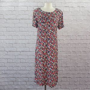 Vintage 90s Floral Midi Dress XL